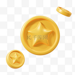 金币图片_3DC4D立体积分星星金币钱币漂浮免