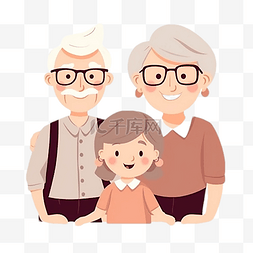 卡通美满图片_祖父母日温馨一家人美满的
