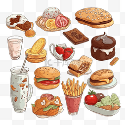 美味卡通甜点糕点图片_食物卡通套图