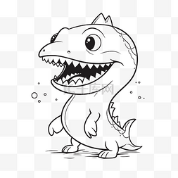 卡通龙线描图片_卡通恐龙与牙齿着色页打印插图页
