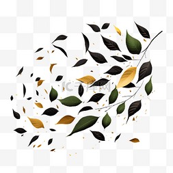 绿色漂浮叶子图片_植物叶子插画