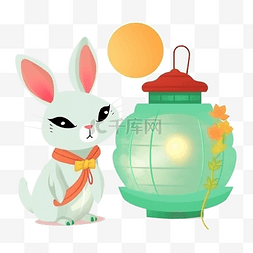 中秋节兔子灯笼卡通