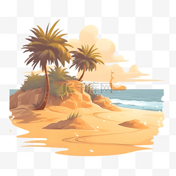 海滩椰树插画