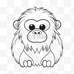 一只可爱的丛林黑猩猩在白纸轮廓