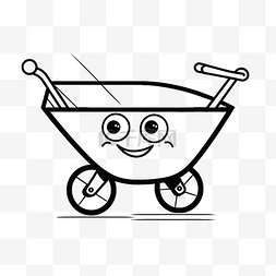 婴儿车白色图片_白色背景上有笑脸的卡通婴儿车轮