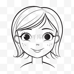 卡通画的一个女孩的脸轮廓素描 