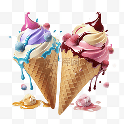 冰淇淋甜品写实白底透明
