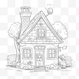 彩窗图图片_卡通房子轮廓草图的插图 向量