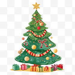 雪花图片_圣诞节彩色礼盒绿树卡通