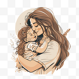妈妈抱宝宝图片_母亲亲吻孩子母亲节节日庆祝图案