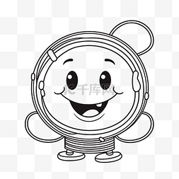 微笑的宇航员着色页轮廓素描 向