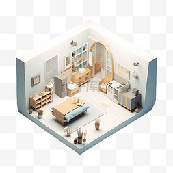 免抠欧式家具图片_房间模型室内建筑