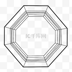 八角形轮廓图素描 向量