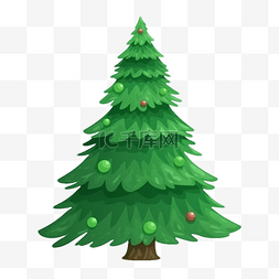 圣诞节绿色雪松树枝卡通