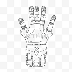 白色手套手图片_机器人手套轮廓草图的黑色绘图 
