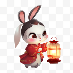 春节兔子灯笼大眼睛卡通