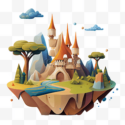 城堡云朵3d梦幻