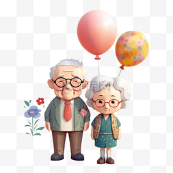 祖父母日节日人物插画