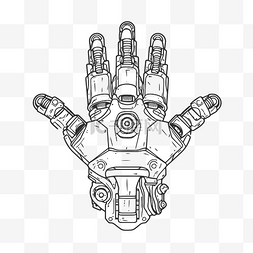 机器人手图片_手形在金属框架中，带有金属手柄