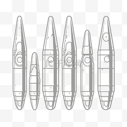 一组不同类型的子弹轮廓草图 向