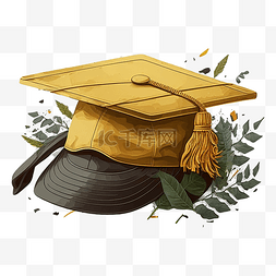 毕业季金色学士帽