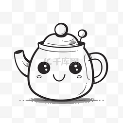 可爱的手工插图可爱的小茶壶与笑