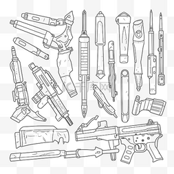 涂鸦图片_手涂鸦武器库轮廓草图 向量