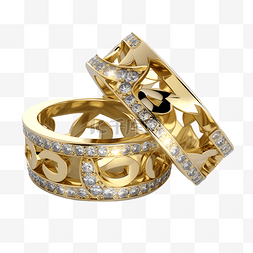 钻石皇室贵族黄金婚戒对戒珠宝首
