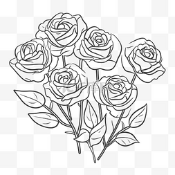 玫瑰茶矢量图片_着色页的玫瑰插图矢量轮廓素描
