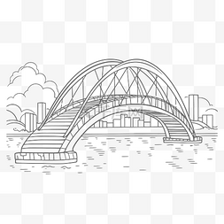 水上桥素描轮廓图 向量