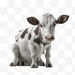 新年透明素材图片_奶牛动物可爱白底透明