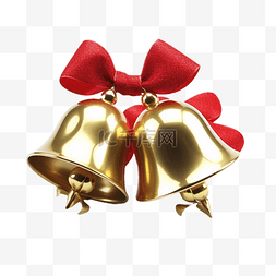 圣诞节红色蝴蝶结金色铃铛物件真