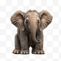 大象写实照片白底透明