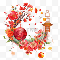 春节梅花卡通图片_春节梅花塔树枝真实效果