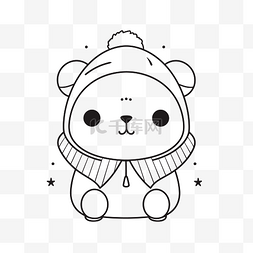 熊字体图片_冬季大纲素描中一只熊的黑白画 