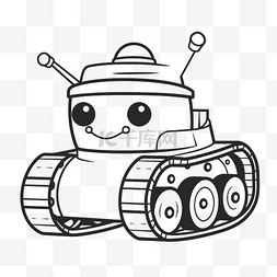 坦克卡通图片_白色背景轮廓草图上怪物坦克的卡