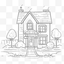儿童线描房子图片_房子绘图着色页真棒 20 房子和院