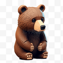 棕熊动物木偶白底透明