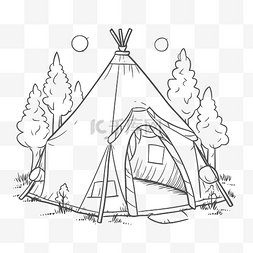 帐篷着色页成人免费可打印露营着