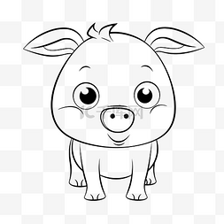 通风窗彩页图片_卡通猪动物着色页免费轮廓素描 