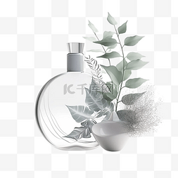 玻璃器花瓶图片_香水白色植物