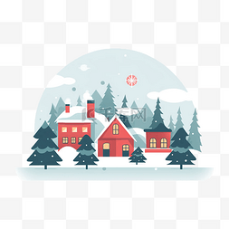 冬季雪景圣诞节插画装饰