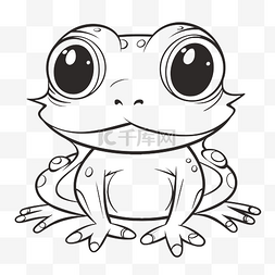 可爱的青蛙成人着色页轮廓素描 