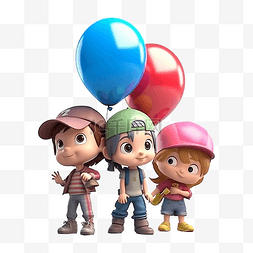 放地上的气球图片_儿童节3气球d卡通