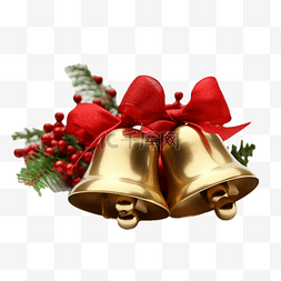 金色铃铛装饰品图片_圣诞节红色金色铃铛两个真实效果