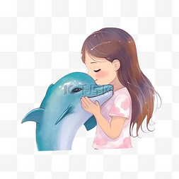 海洋日卡通海豚女孩