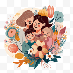 卡通插画花卉植物叶子母亲节节日