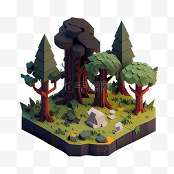 3d模型风景图片_森林树木3d卡通