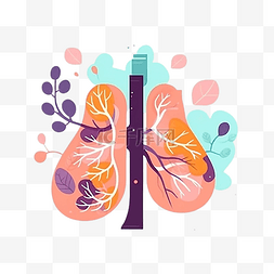 肺部卡通图片_哮喘日肺部植物