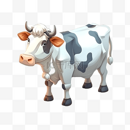奶牛动物牲畜多边形卡通立体创意